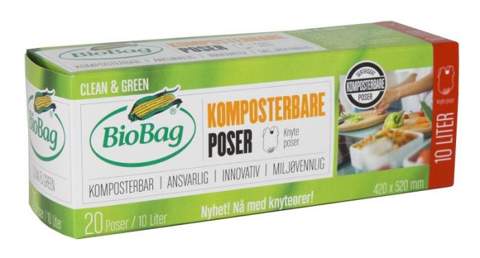 Avfallspose 10 Liter Biobag, natur