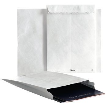 Rivesikker konvolutt, D4A med belg, 250X381X50 mm, hvit, Tyvek