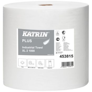 Tørkepapir, rull Katrin Plus XL, 380meter 2-lag