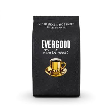 Kaffe Evergood Darkroast, Hele bønner, 600g