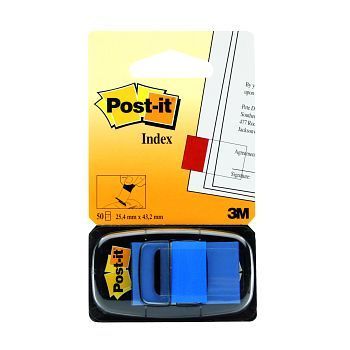 Tapemarkør Post-It Index 25,4 x 43,2mm med dispenser, Blå