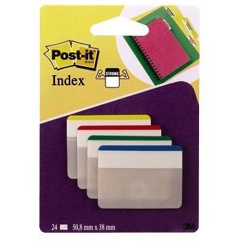 Tapemarkør Post-it Index Strong 50,8 x 38mm, 4 farger
