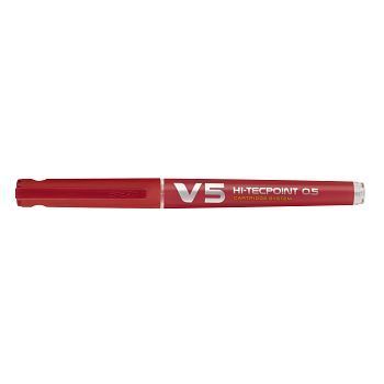 Rollerpenn Rød, Pilot Hi-Tecpoint V5 med patron, Strekbredde 0,3mm (10 stk)