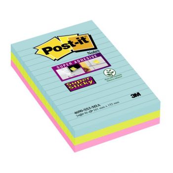 Notatblokk Post-It Super Sticky Notes Miami 101 X 152 mm (3 stk)