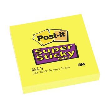Notatblokk Post-it Supersticky selvklebende 76x76mm, Gul (12 bl)